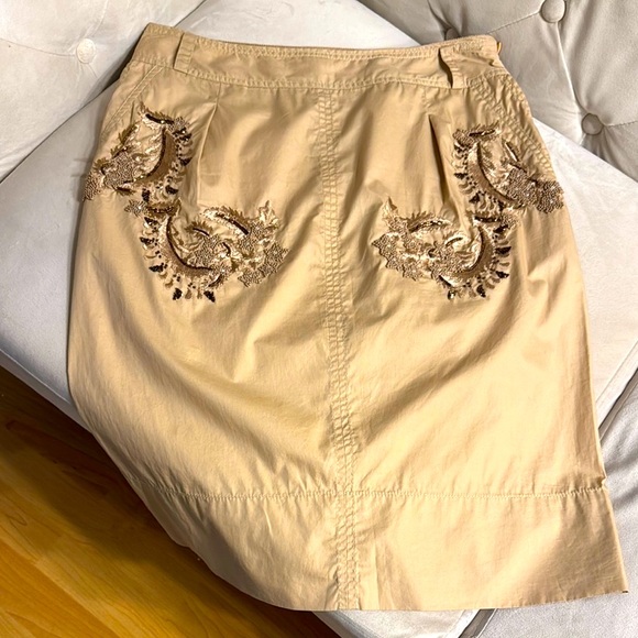 Christian Lacroix Elegant Tan Embroidered Skirt